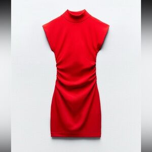 Zara fitted dress with ruching NWT